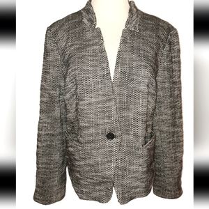 Ann Taylor LOFT Black And White Twill Jacket Size 12